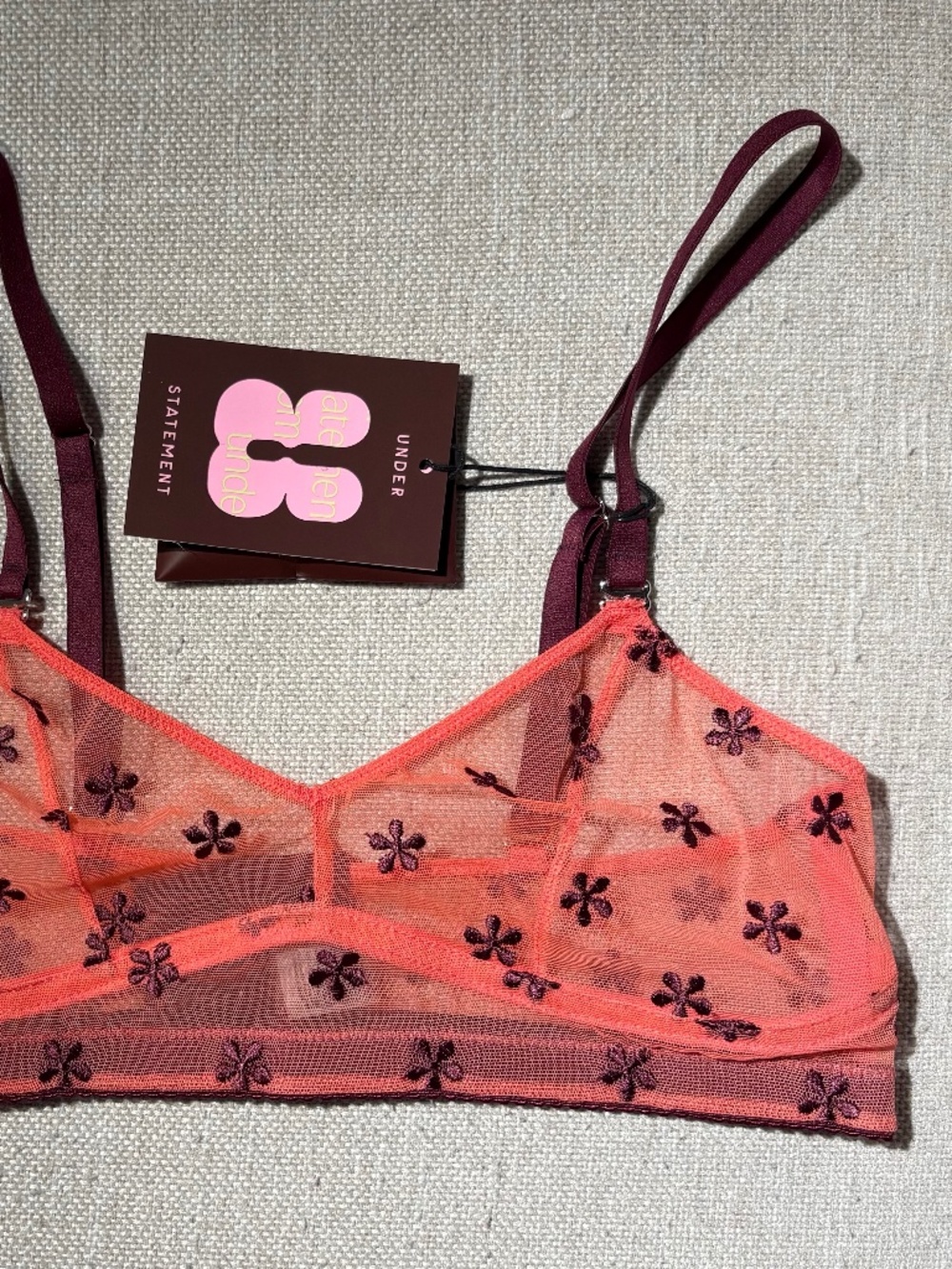 Understatement wireless mesh balconette bra, size M NWT